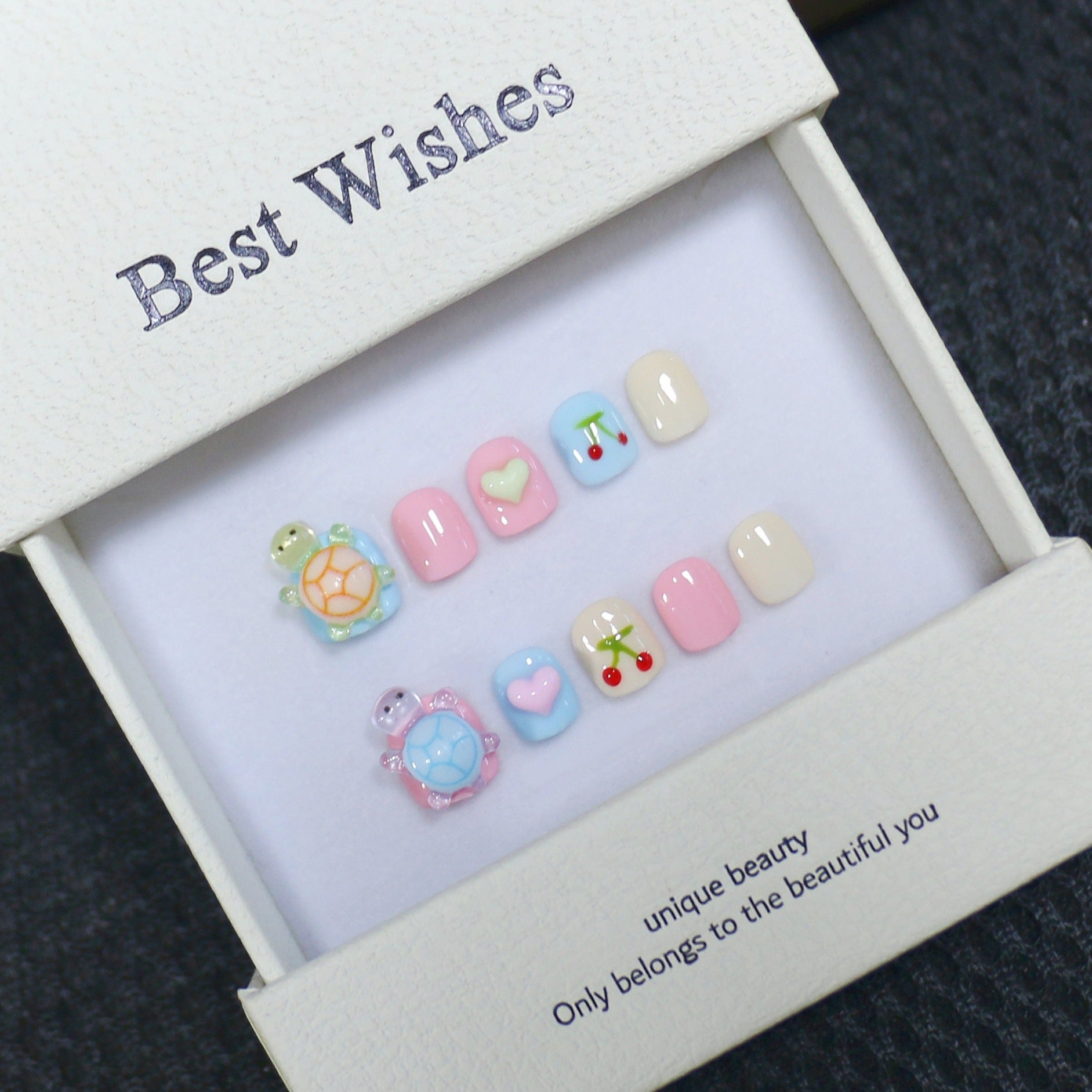 New handmade press-on nails cute cartoon fake nail flakes 3-12 years old