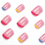 Unhas francesas multicoloridas com prensagem, arte em tabletes, unhas destacáveis com prensagem, atacado de tabletes de unhas acabadas, unhas com prensagem, tabletes de unhas｜365 unhas