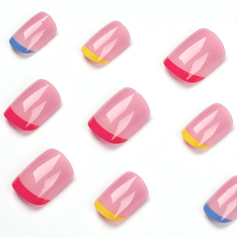 Unhas francesas multicoloridas com prensagem, arte em tabletes, unhas destacáveis com prensagem, atacado de tabletes de unhas acabadas, unhas com prensagem, tabletes de unhas｜365 unhas