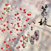 365nails: "Watercolor Lychee & Calligraphy" – Nail Art Stickers
