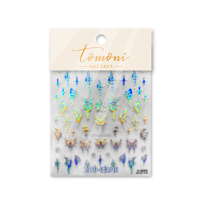 Holographic Butterfly: "Iridescent Fantasy" – 5D Embossed Nail Sticker