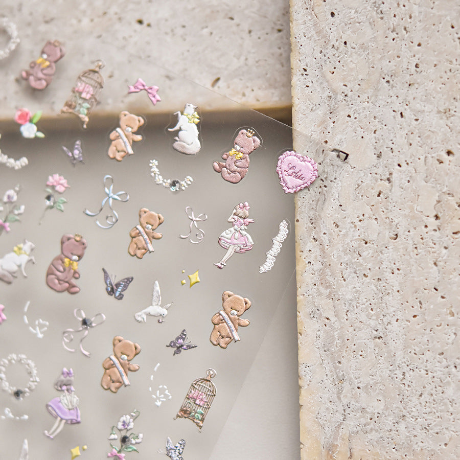 365nails: "Pastel Teddy & Ballet Girl" – nail art stickers