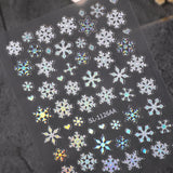 Winter Laser Snowflake Nail Art Sticker 5D Embossed Aurora Christmas Snowflake DIY Nail Sticker Ornament SL