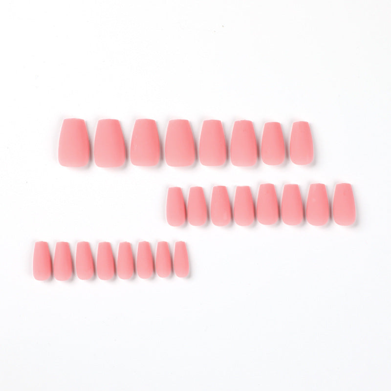 Wear nail Solid color short ballet nail piece Pink matte nail manicure Removable fake nail piece Wholesale｜365nails