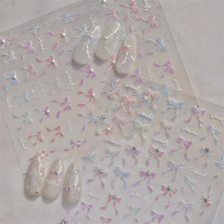 Pastel Ribbon Bow – Crystal Nail Art Accent Set