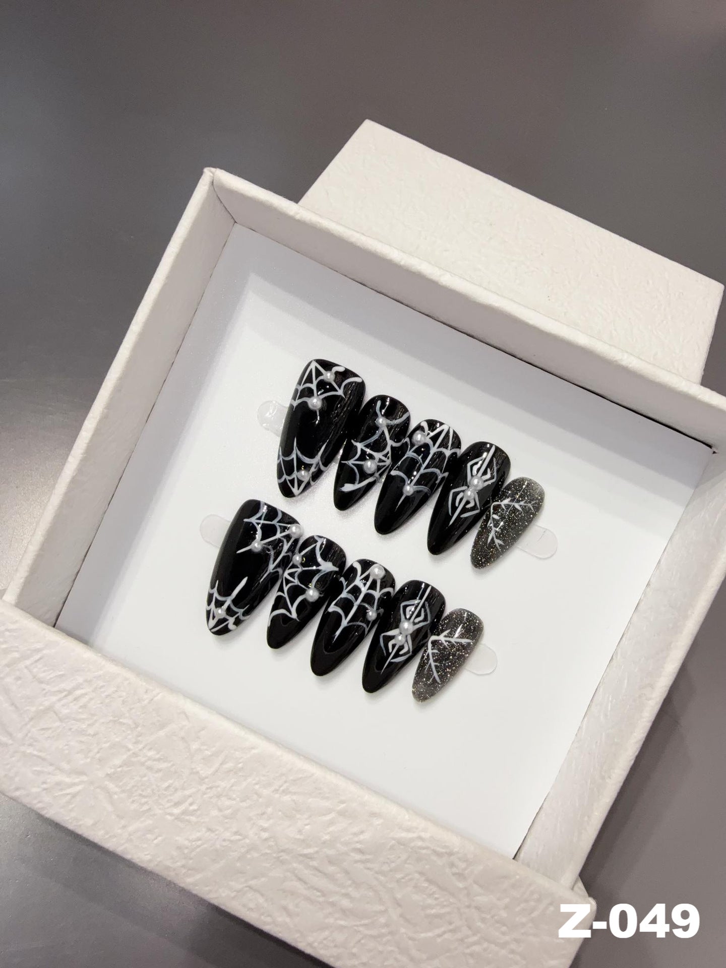 365nails: "Midnight Web" – 3D Spider & Web Handmade Stiletto Nails