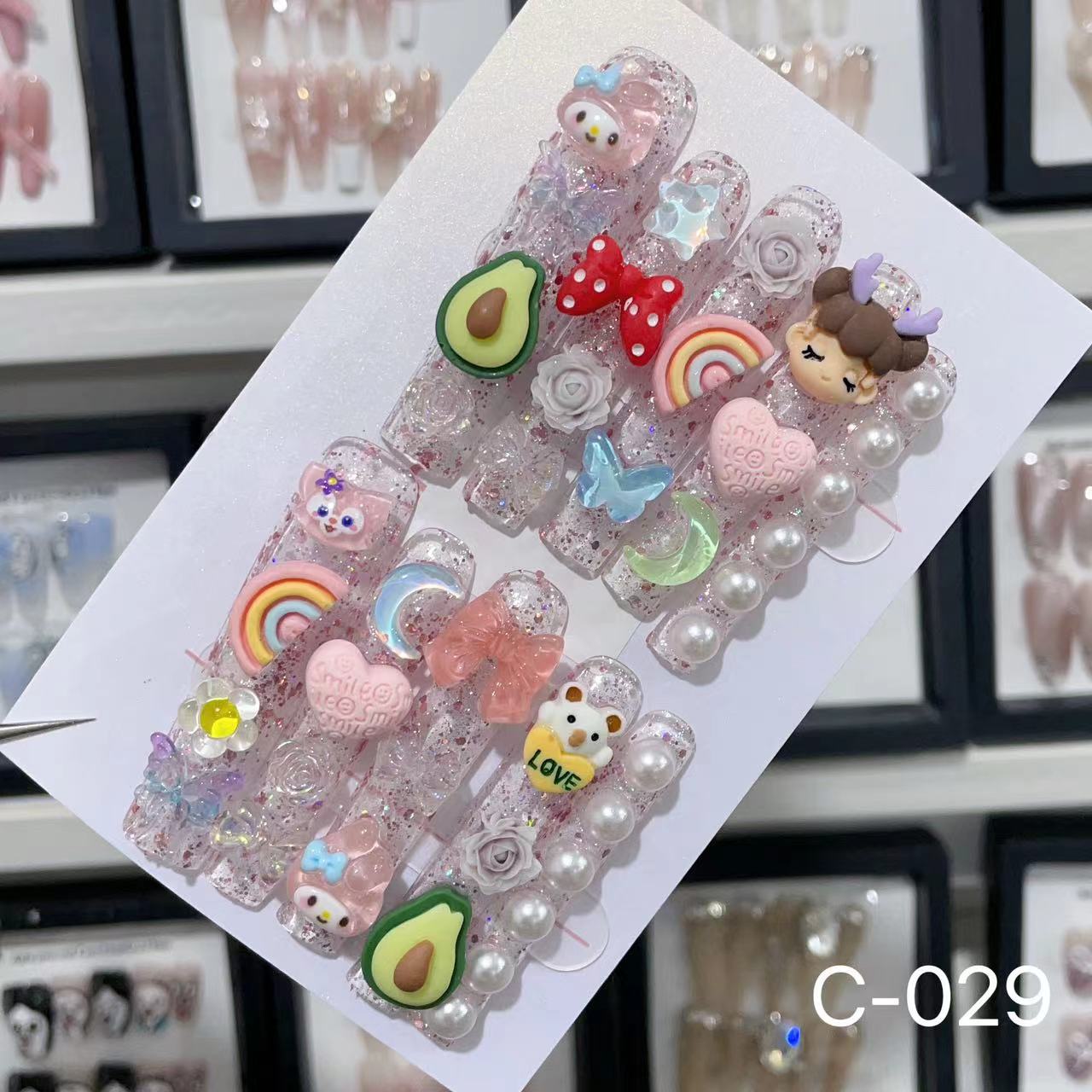 Extra Long 5.5cm Water Pipe Press-On Nails | Handmade Collection | Round Shape
