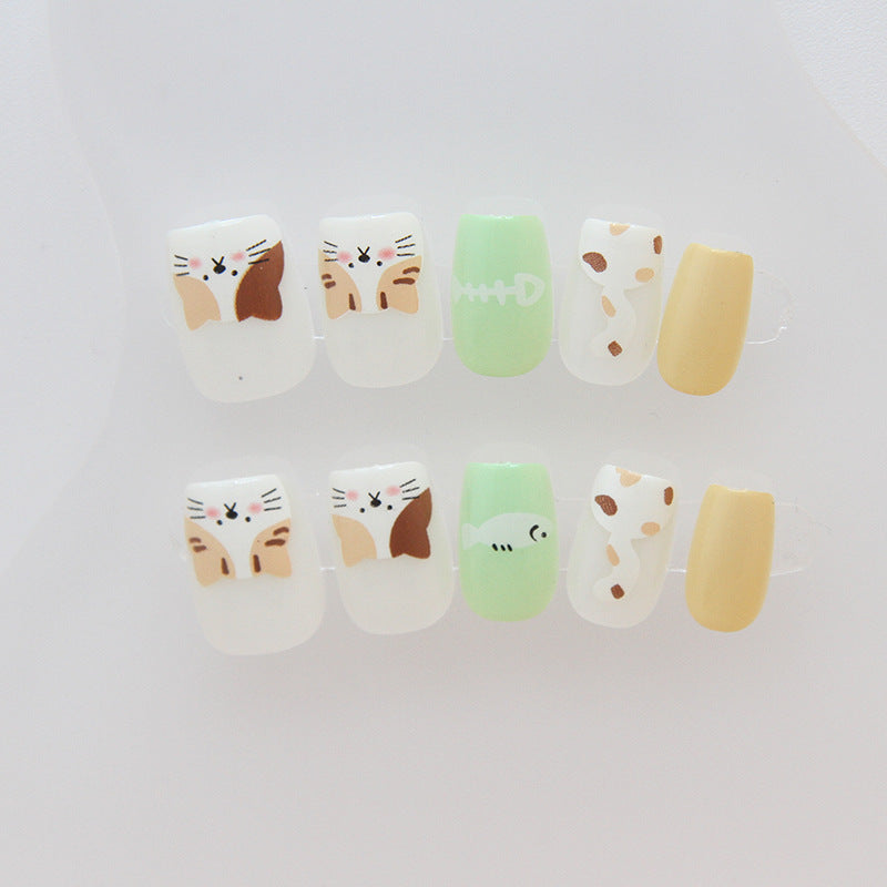 kids nails  Cute Kitten Three Flowers  Short Fish Nail Art 30 Tablets｜365nails