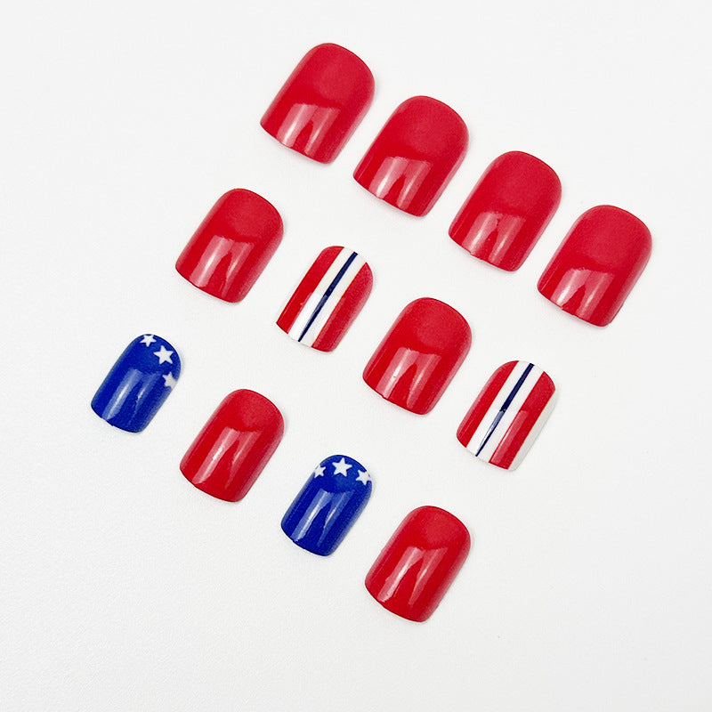 365nails: "Diagonal Freedom" – Starburst & Stripe French Squoval Nails