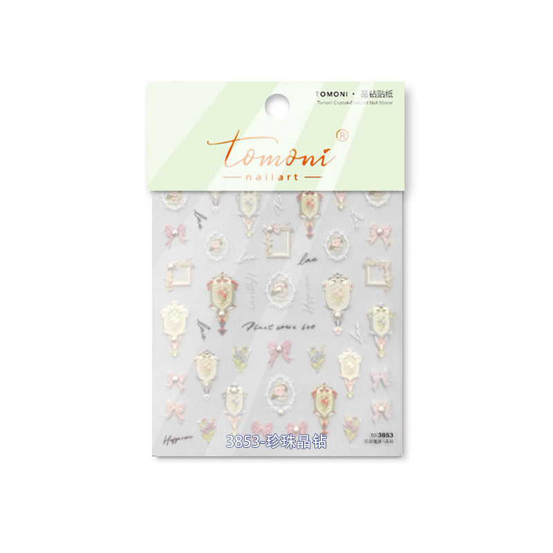 365nails: "Adesivos de unha Floral Vintage com Moldura de Cristal"