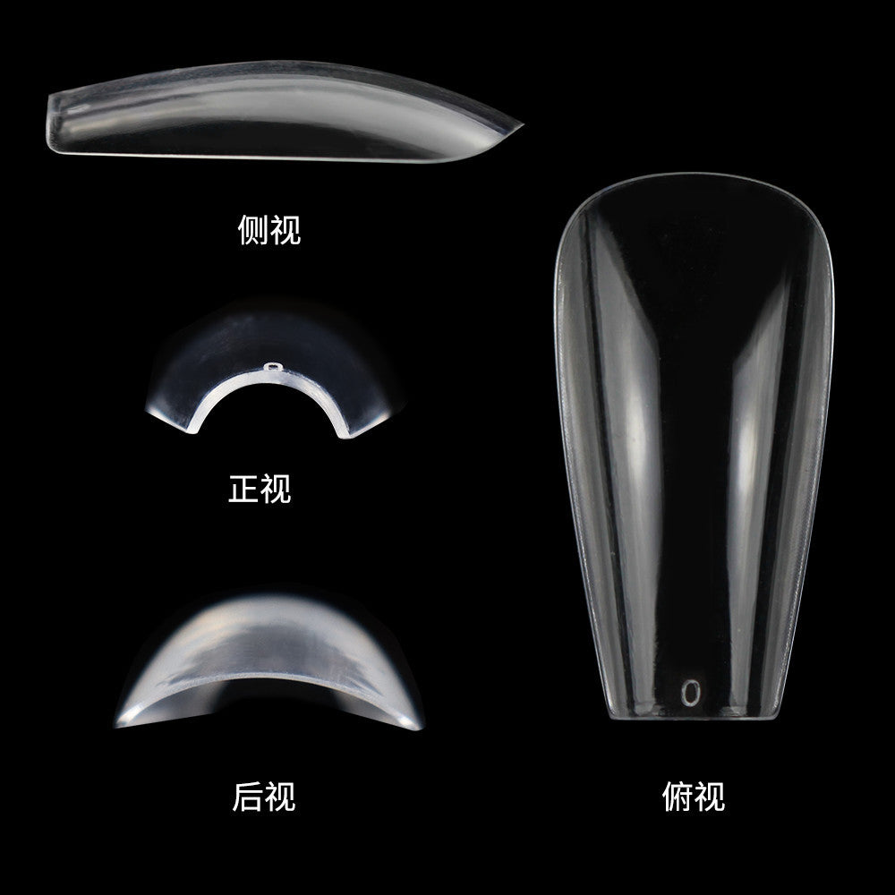 Nail Tips Hot-selling transparent short ladder nail pads 504 pieces C arc seamless nail pads full stickers trapezoidal fake nail press on nails pads