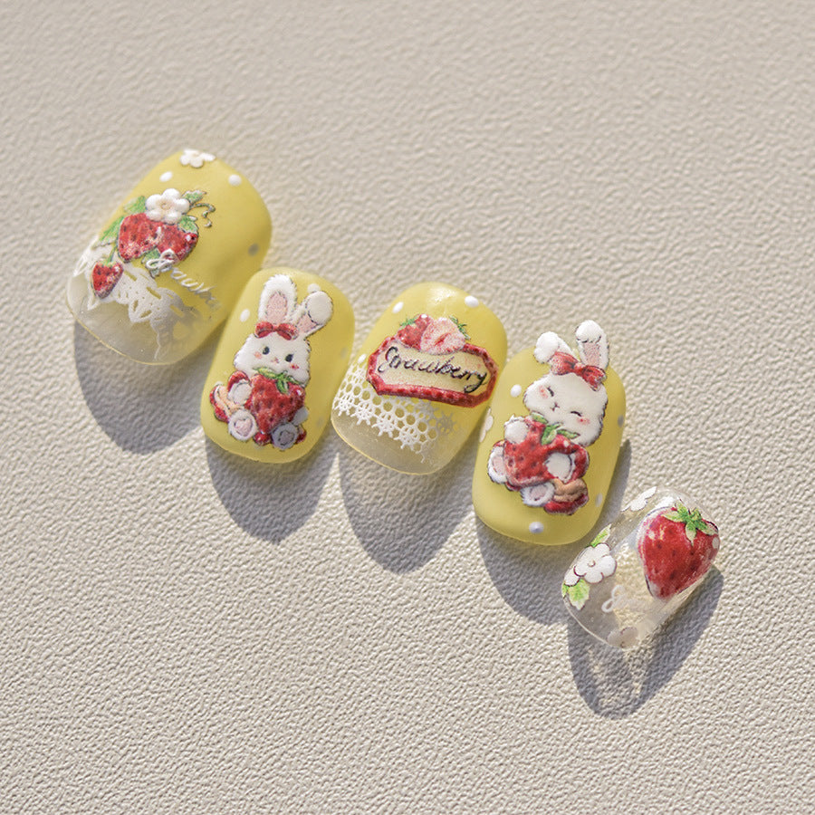 365nails: "set gaufré fraise et lapin" – Autocollants pour ongles