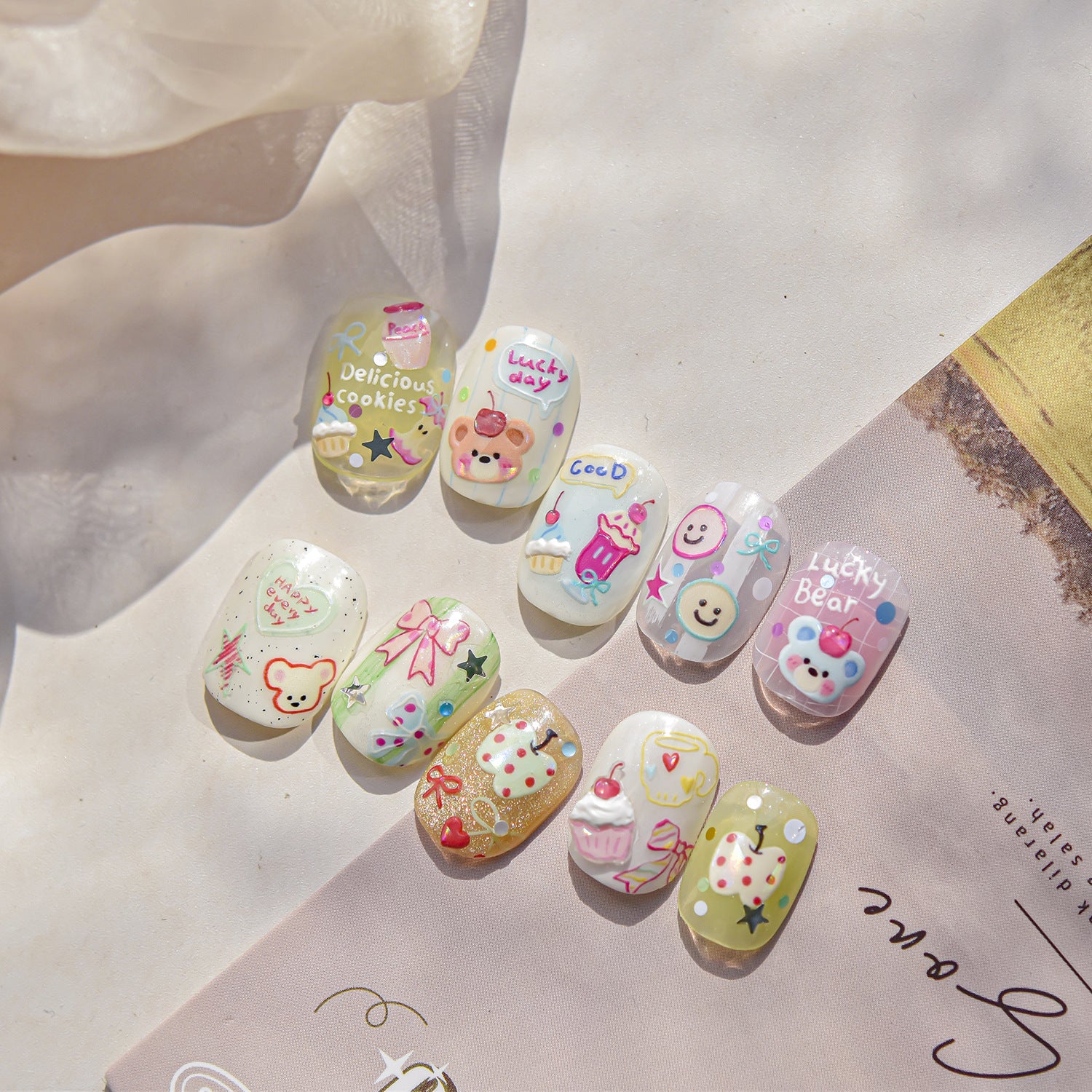 Cute Pastel Toy Collection: "Sweet Toy Box" – 3D Embossed Nail Sticker