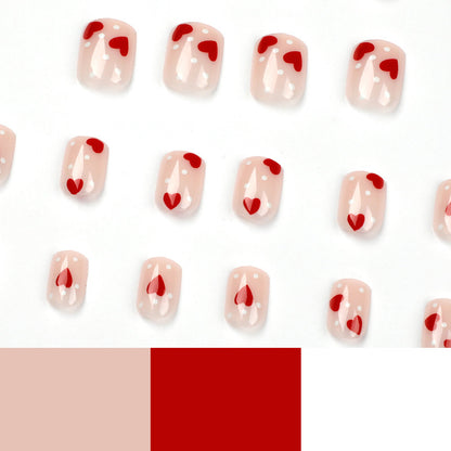 white polka dots red love nail patch wholesale nail art  finished  removable｜365nails