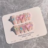 Handmade Press-on Nails Summer Sweetheart Candy Color Ice Transparent Mocha Diamond Nail Patch Wearable Nail Patch Finished Product｜365nails