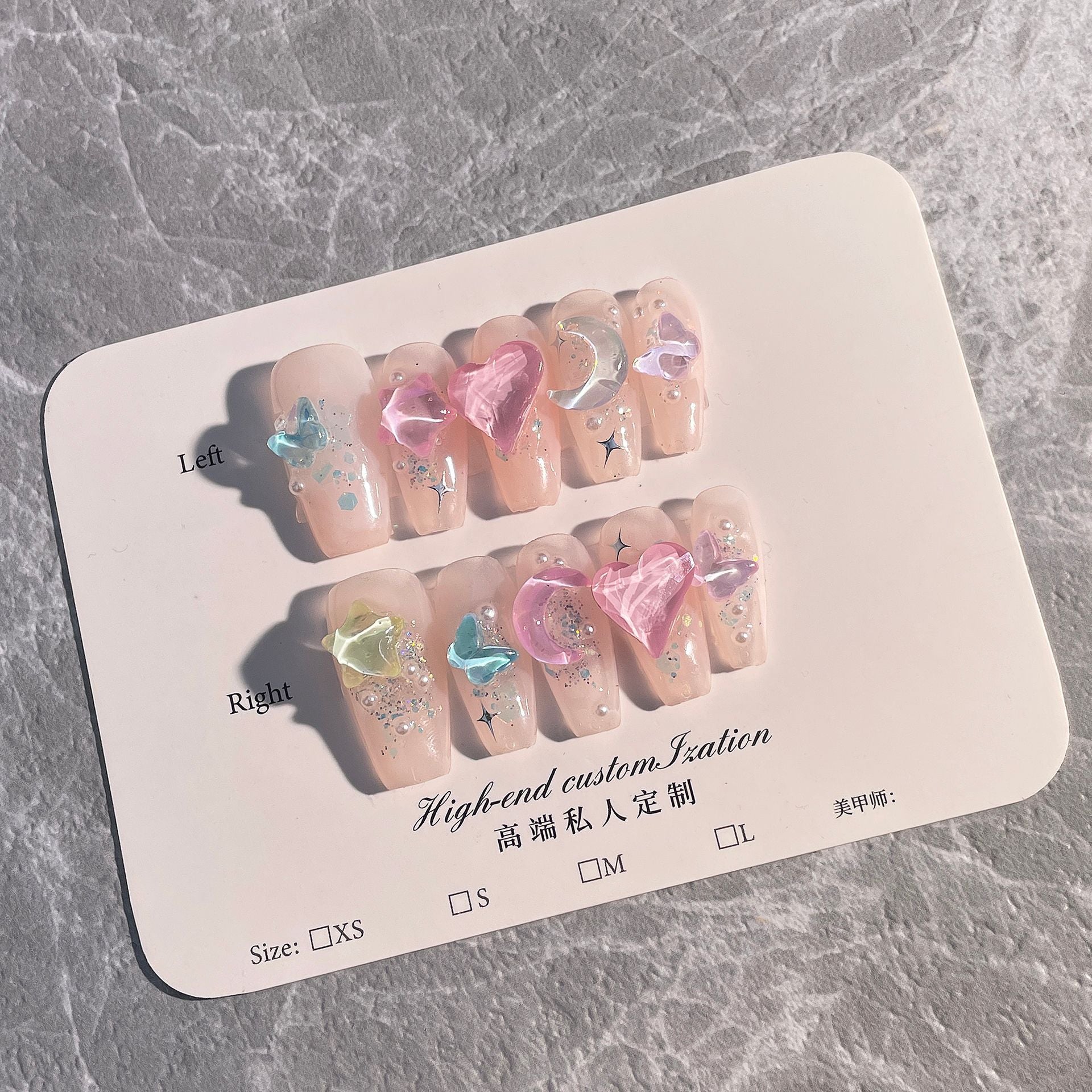 Handmade Press-on Nails Summer Sweetheart Candy Color Ice Transparent Mocha Diamond Nail Patch Wearable Nail Patch Finished Product｜365nails
