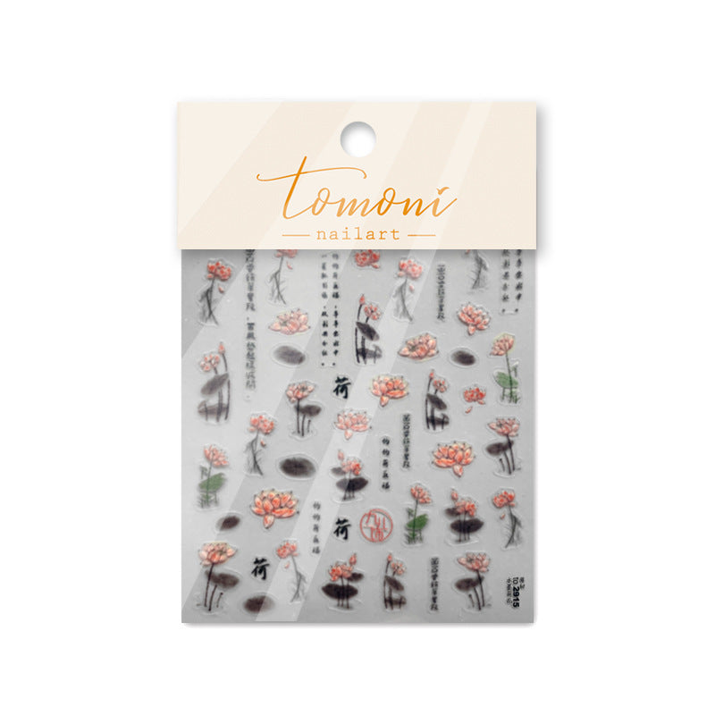365nails: "Watercolor Lotus Pond" – nail art stickers