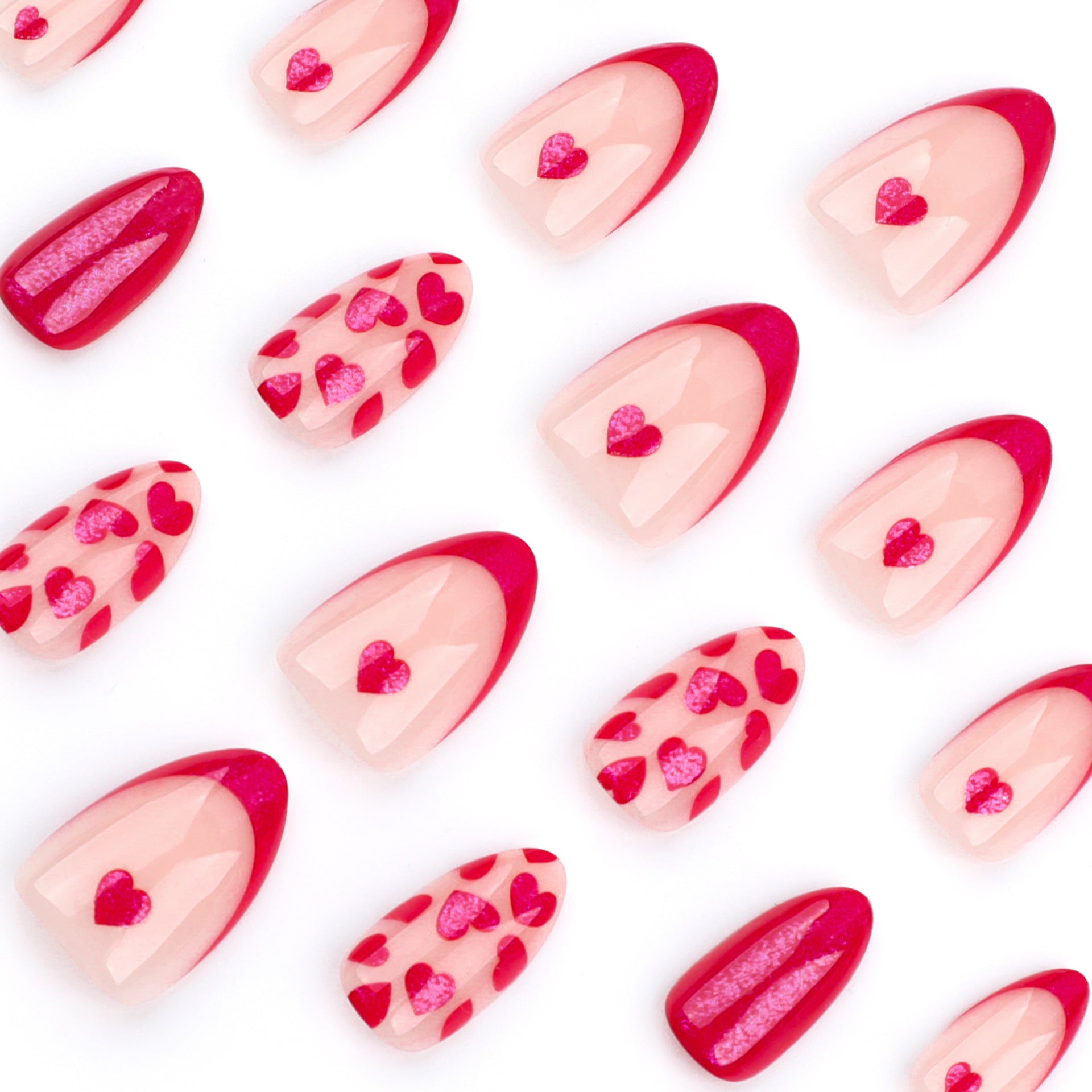 발렌타인 데이 프렌치 레드 러브 네일아트 베스트셀러 프레스온 네일 도매｜365nails