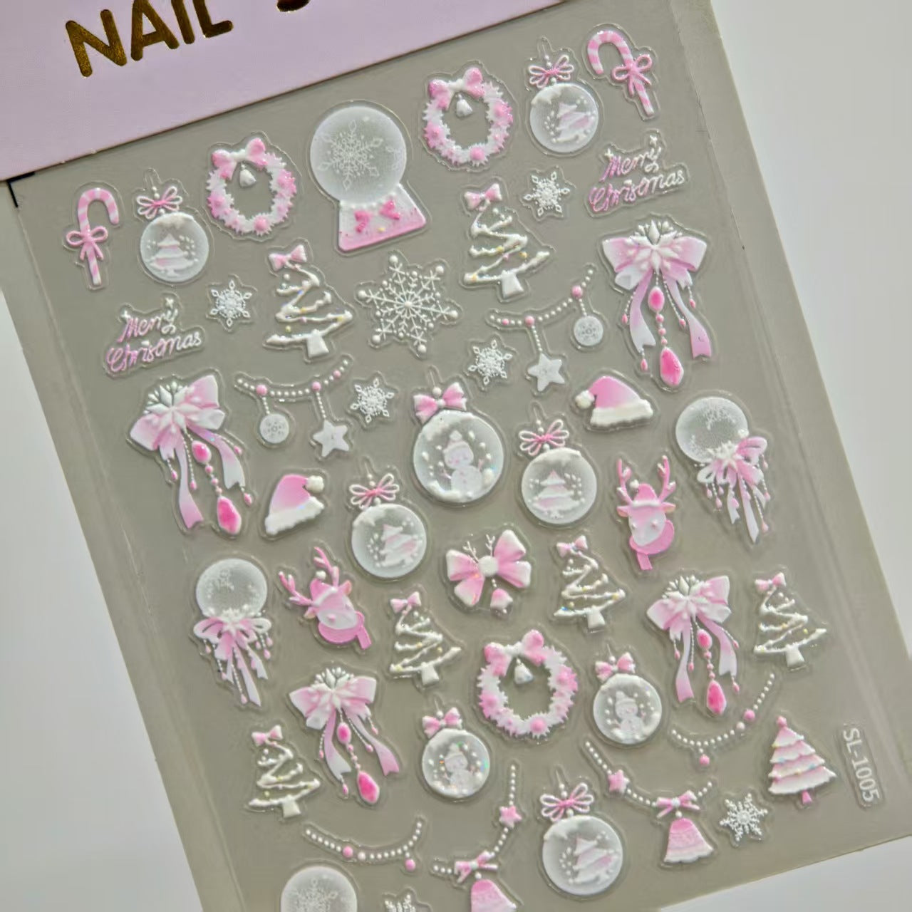 Fireworks Christmas Ball Nail Art Sticker 5D Embossed Three-dimensional Shell Light Christmas Fireworks Nail Sticker Ornament SL