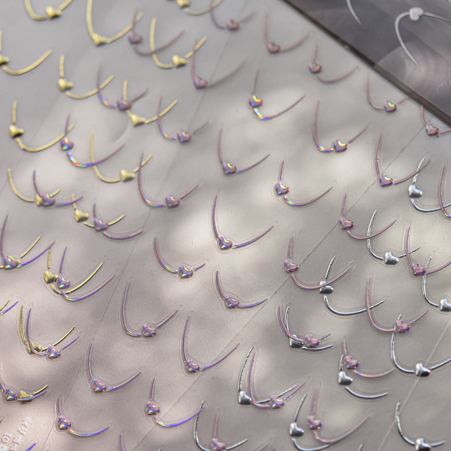 Minimalist Smile Line Collection: "Pearl Smile" – 3D Holographic Nail Sticker