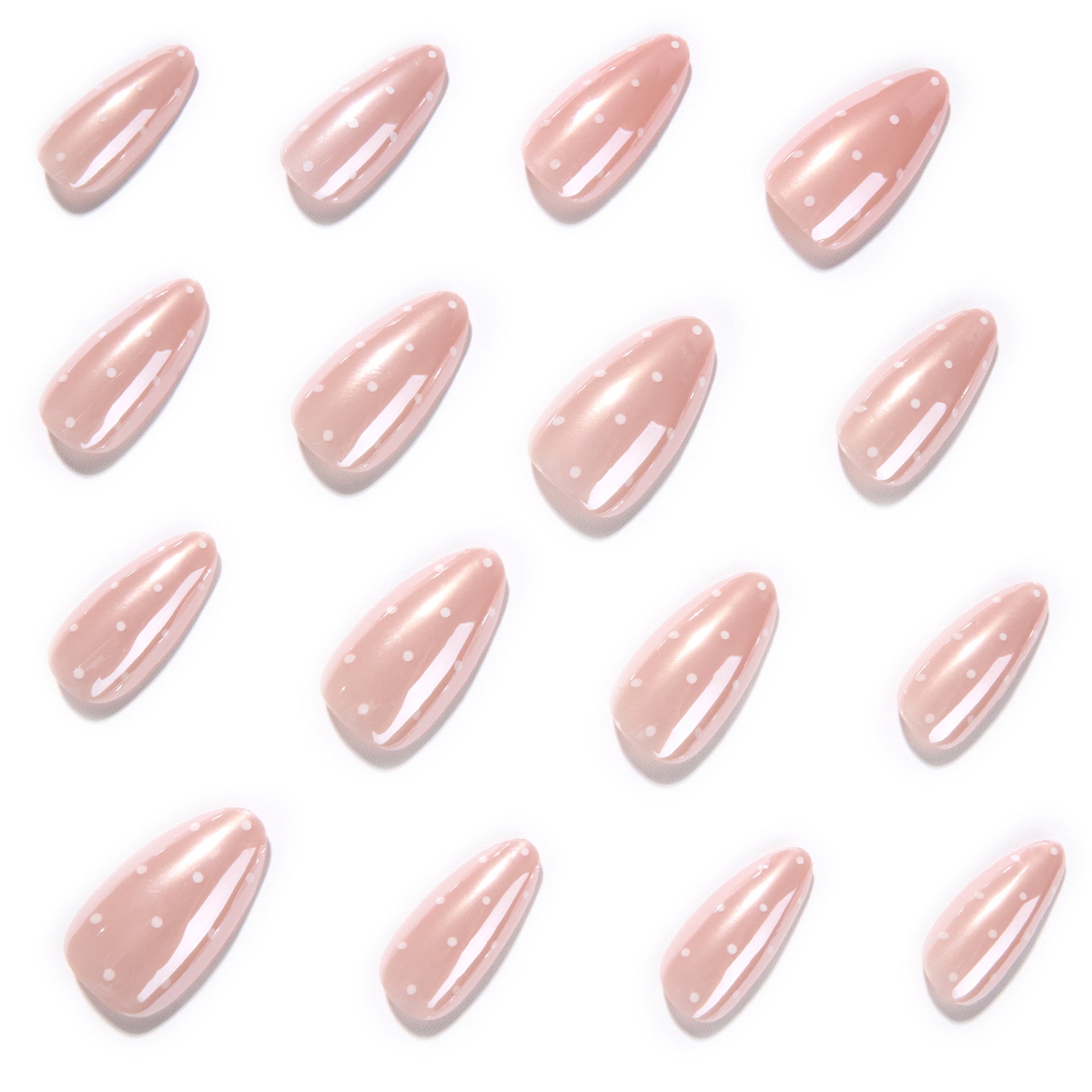 365nails: "Pink Polka Dot Almond" – Natural Press-on Nails