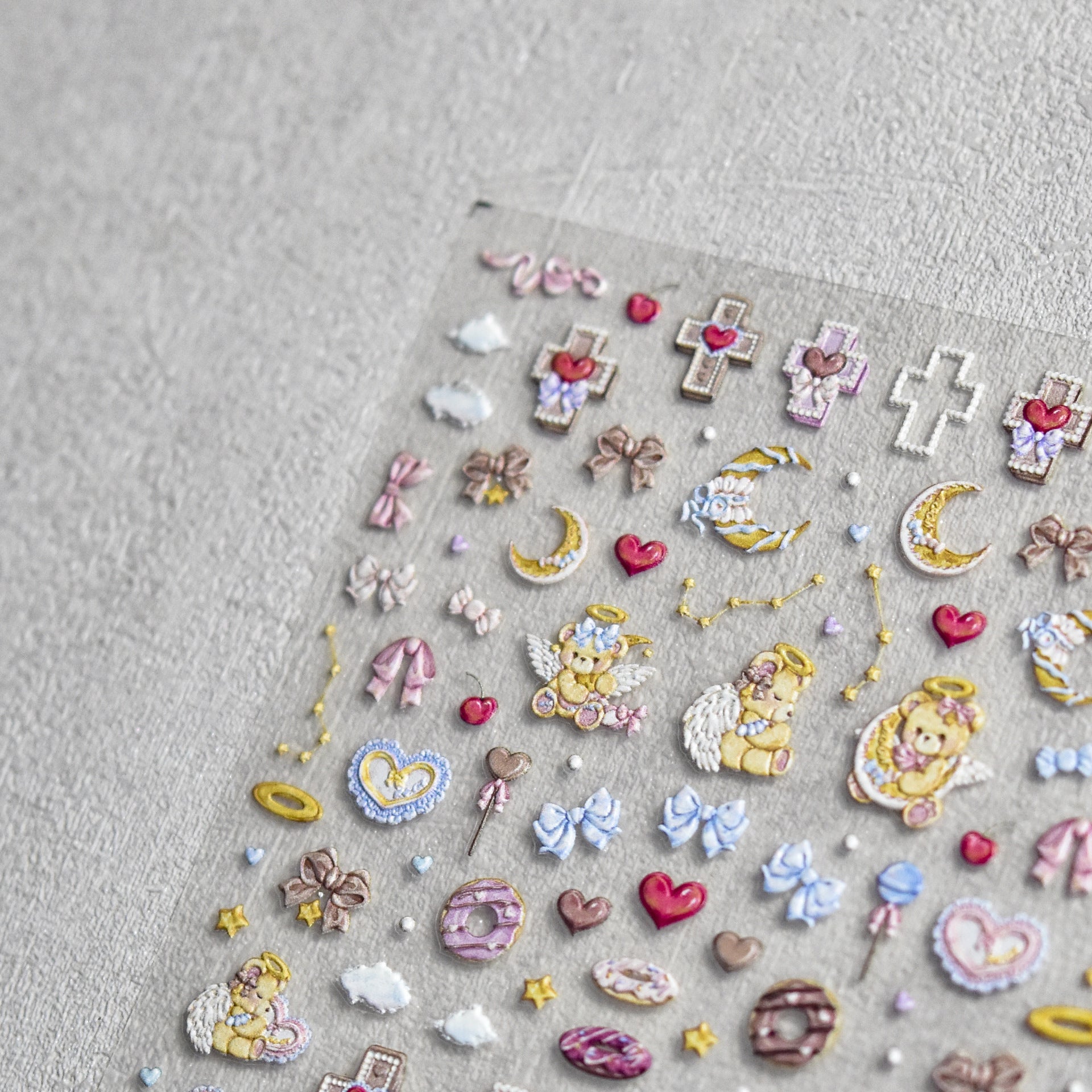 Angel Teddy Collection: "Angelic Teddy" – 3D Embossed Nail Sticker