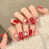 Red Apple Polka Dot Cute Nail Set