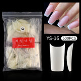 Nail Tips Transparent nail piece Semi-sticker Shallow sticker 500 pieces French long nail art trapezoidal square light and thin press on nails  nail piece