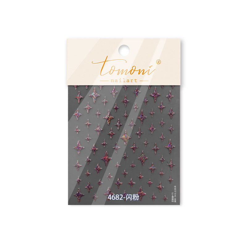 Silver Starburst Metallic Collection: "Starry Sparkle" – 3D Embossed Nail Sticker