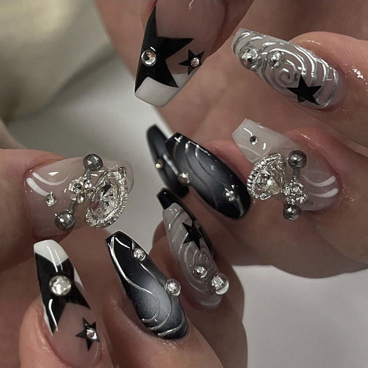 Use almofadas de unha por atacado novas, legais e picantes, planeta flash, diamante, explosão, arte de unha, unha falsa, estrela, manchas, almofadas de unha ｜ 365nails