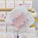Melody Pastel Cute Kids Press On Nails with Bow Stars