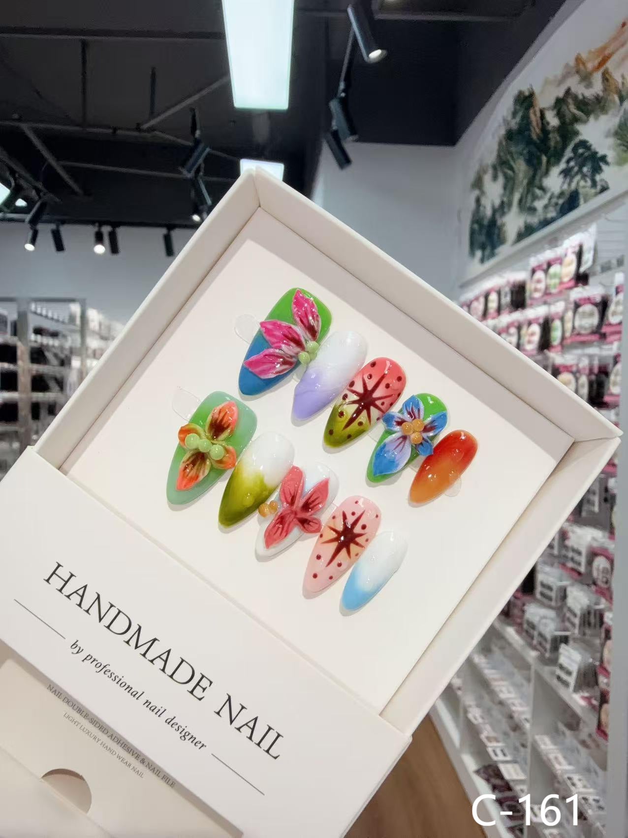 365nails: "Tropical Bloom" – 3D Floral Handmade Almond Nails