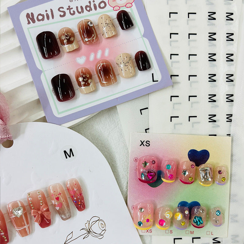 Press-On Nails Instruction Card  transparent pvc self-adhesive waterproof clothing size sticker round label