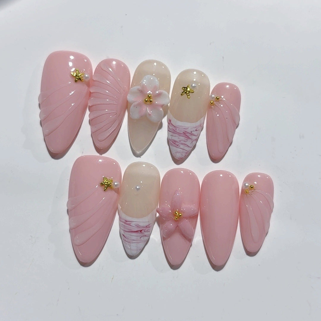 Sakura Whisper: "Pétala de Cerejeira" – Unhas Postiças Amêndoas