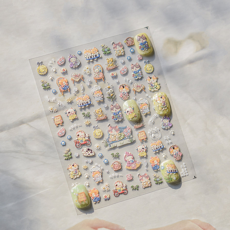 Farm Animal & Garden: "Spring Pastoral" – 5D Embossed Nail Sticker