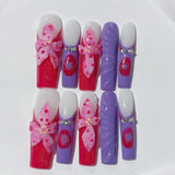 Bold Floral Ombre Sculpted Press On Nails