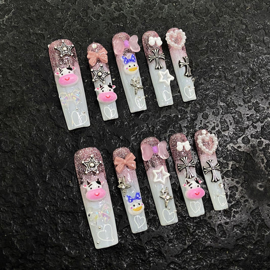 Pure handmade press on nails   nail art fake nails beauty | 365nails