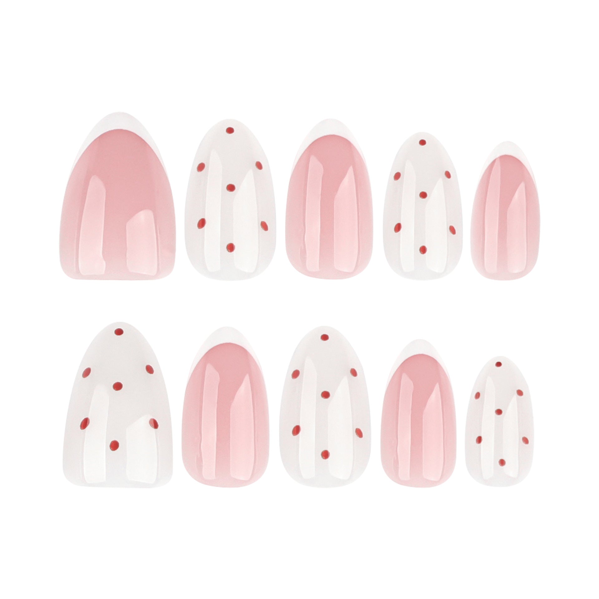 Almond Polka Dots Simple French White press-on nails
