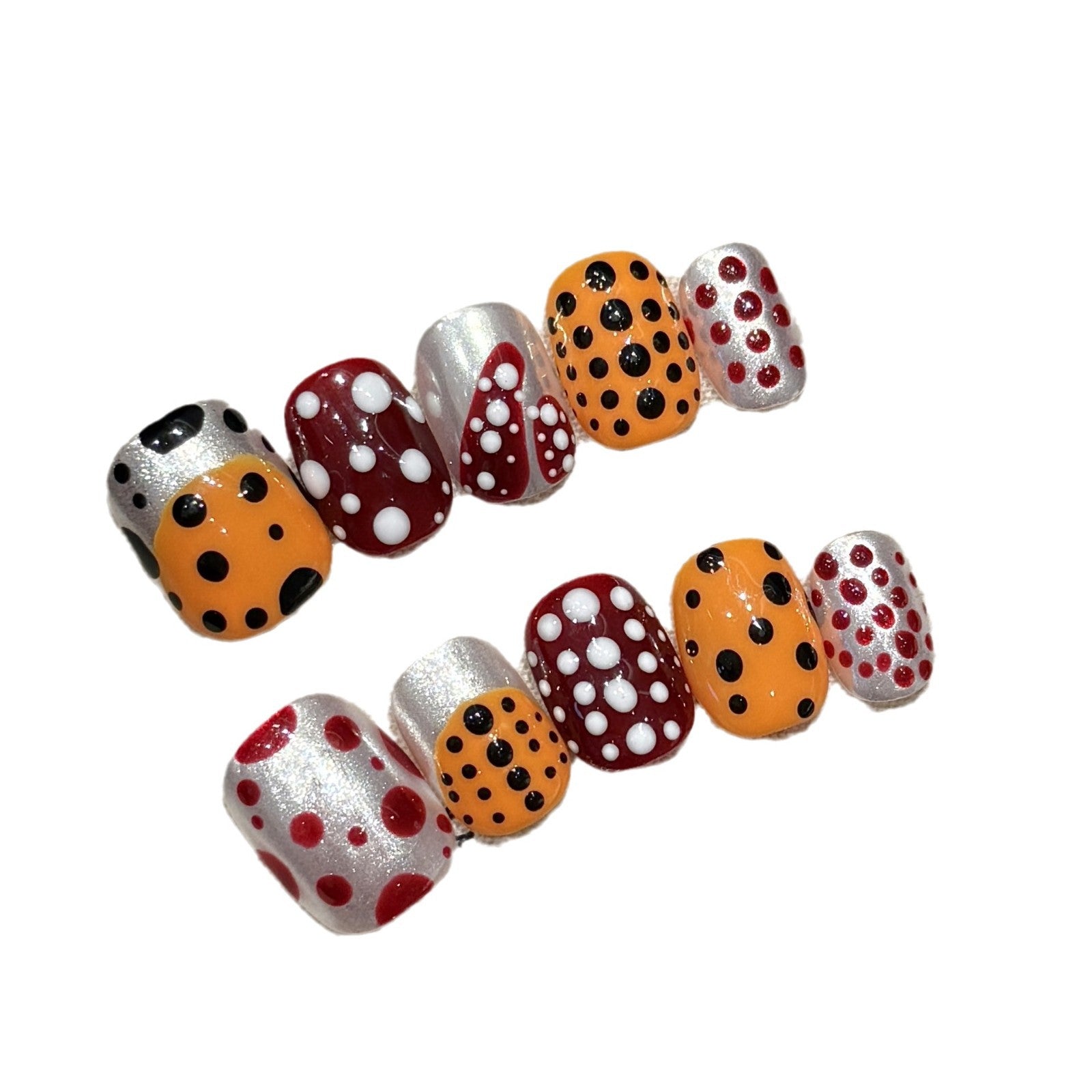 365nails: "Pop Art Dots" – Hand-Painted Polka Dot Short Square Nails