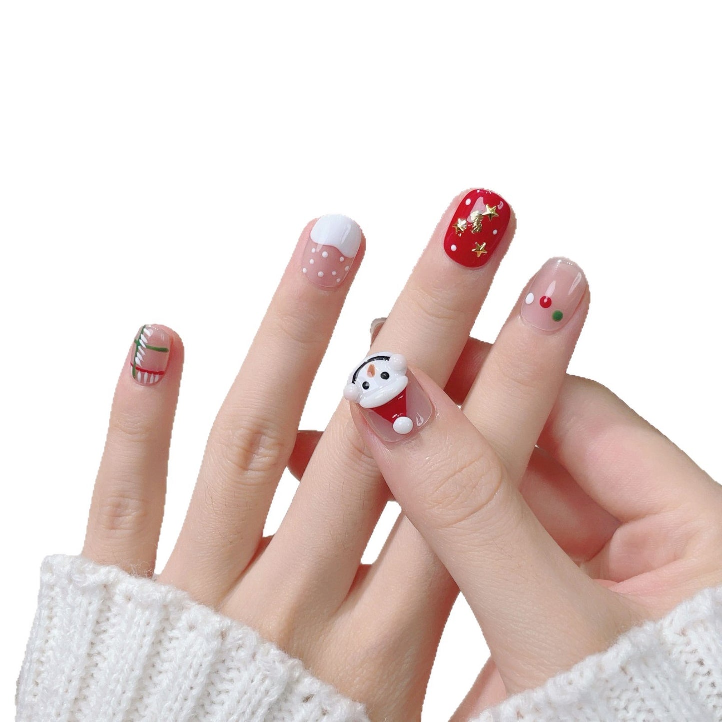 New christmas handmade press-on nails holiday new year