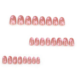 Simple pink star nail art piece, short round , finished product wholesale,  hot-selling,  fake ｜365nails