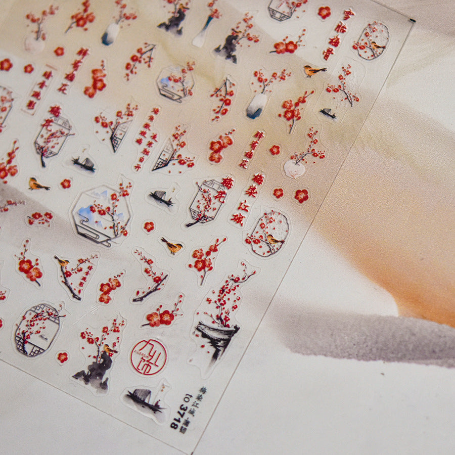 365nails : « Fleurs de prunier à l'encre orientale » – Autocollants nail art