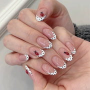 365nails: "Ladybug Polka Dot French Oval" – Cute Press-on Nails