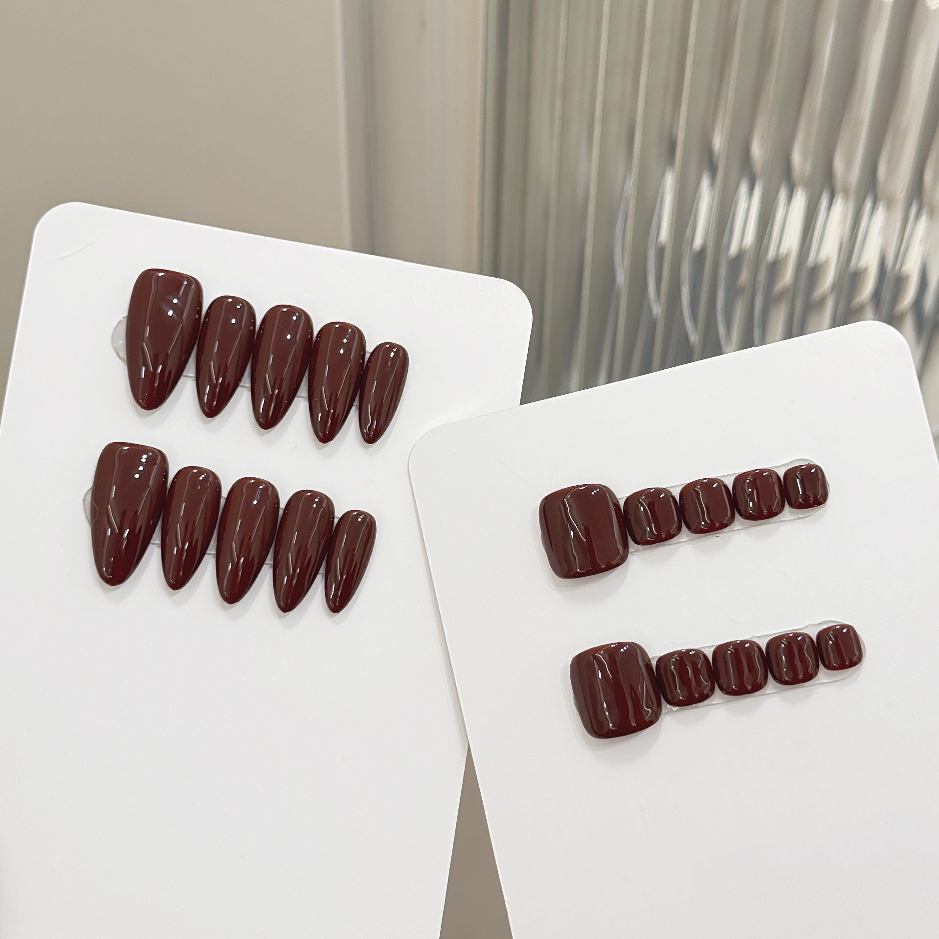 Solid color simple almond nail series popular daily manicure hand and foot set handmade nails | 365nails