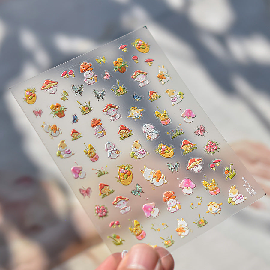 秋季小熊與點心：溫馨秋日小熊下午茶 – 5D 立體浮雕甲貼