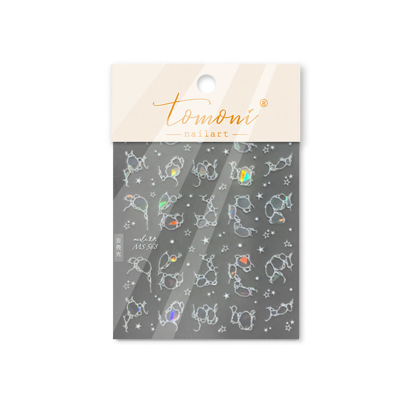 Coleção Shell Shard Star: "Iridescent Shimmer" – Adesivo de Unha Holográfico 3D