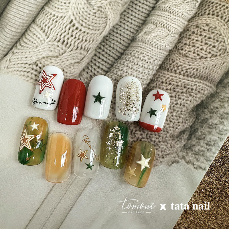 Gold Star: "Celestial Sparkle" – 3D Embossed Nail Sticker