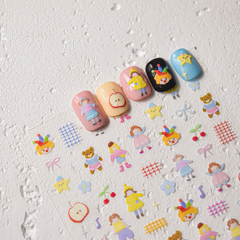 Pastel Starry Sky: "Dreamy Pastel Star Cluster" – 5D Embossed Nail Sticker