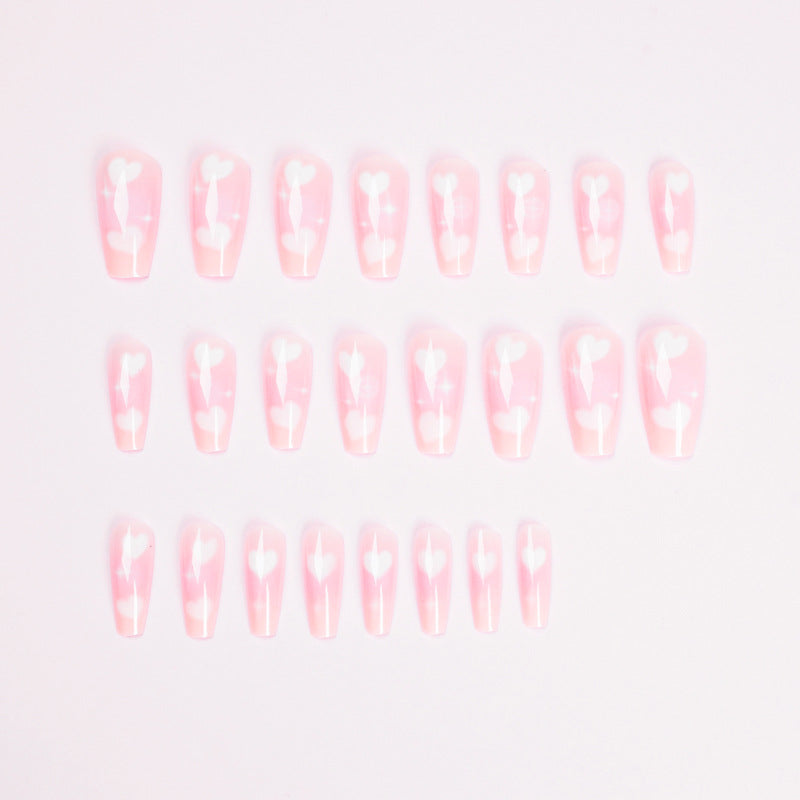 粉色愛心星光法式成品甲片（批發）｜365nails