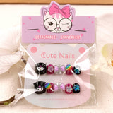 Black three-dimensional Kulomi wears cute nails, children's short nail art 3D lollipop fake nail patch